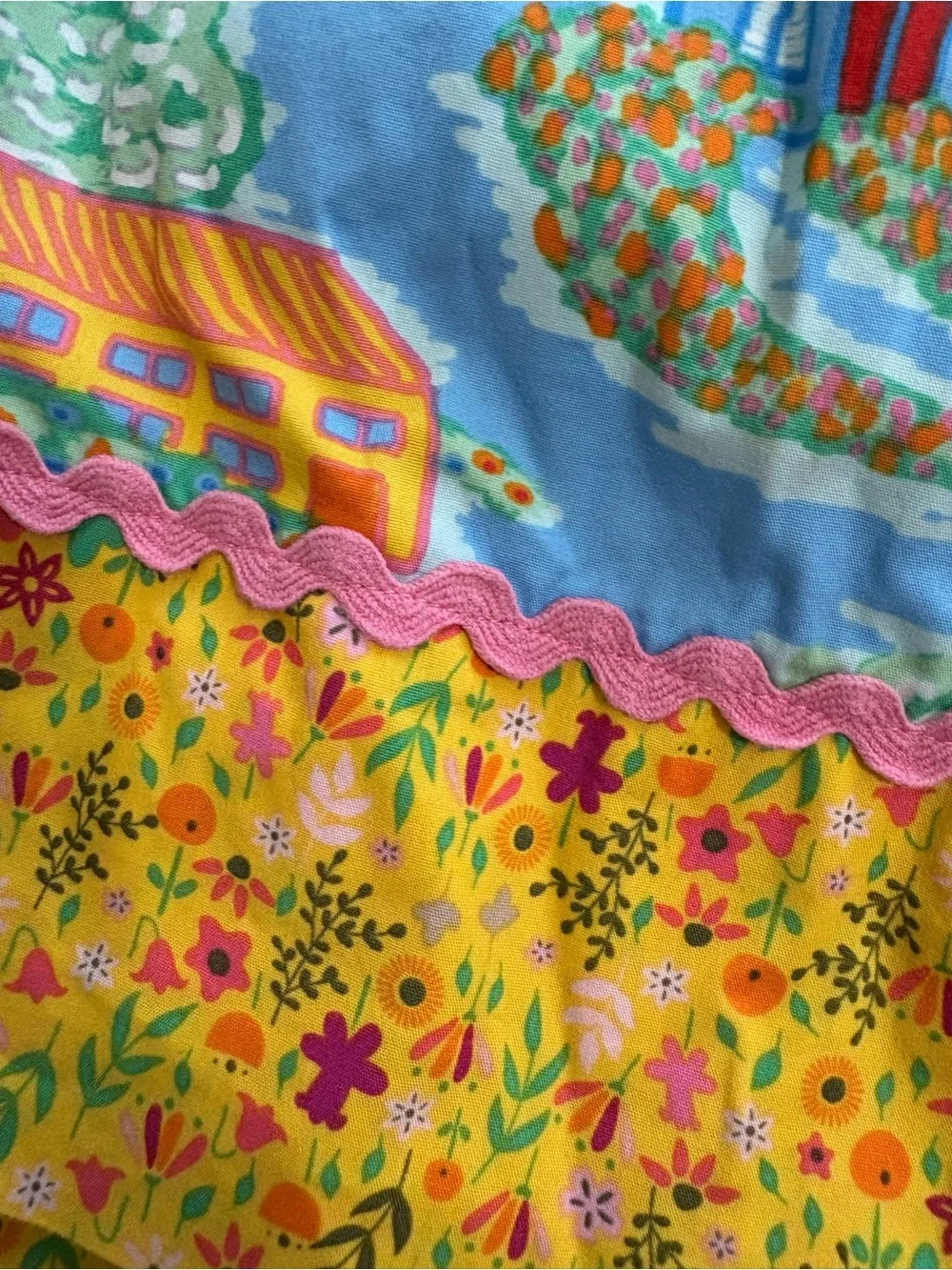 Matilda Jane Blue, Yellow & Green Patchwork Village Dress size 6